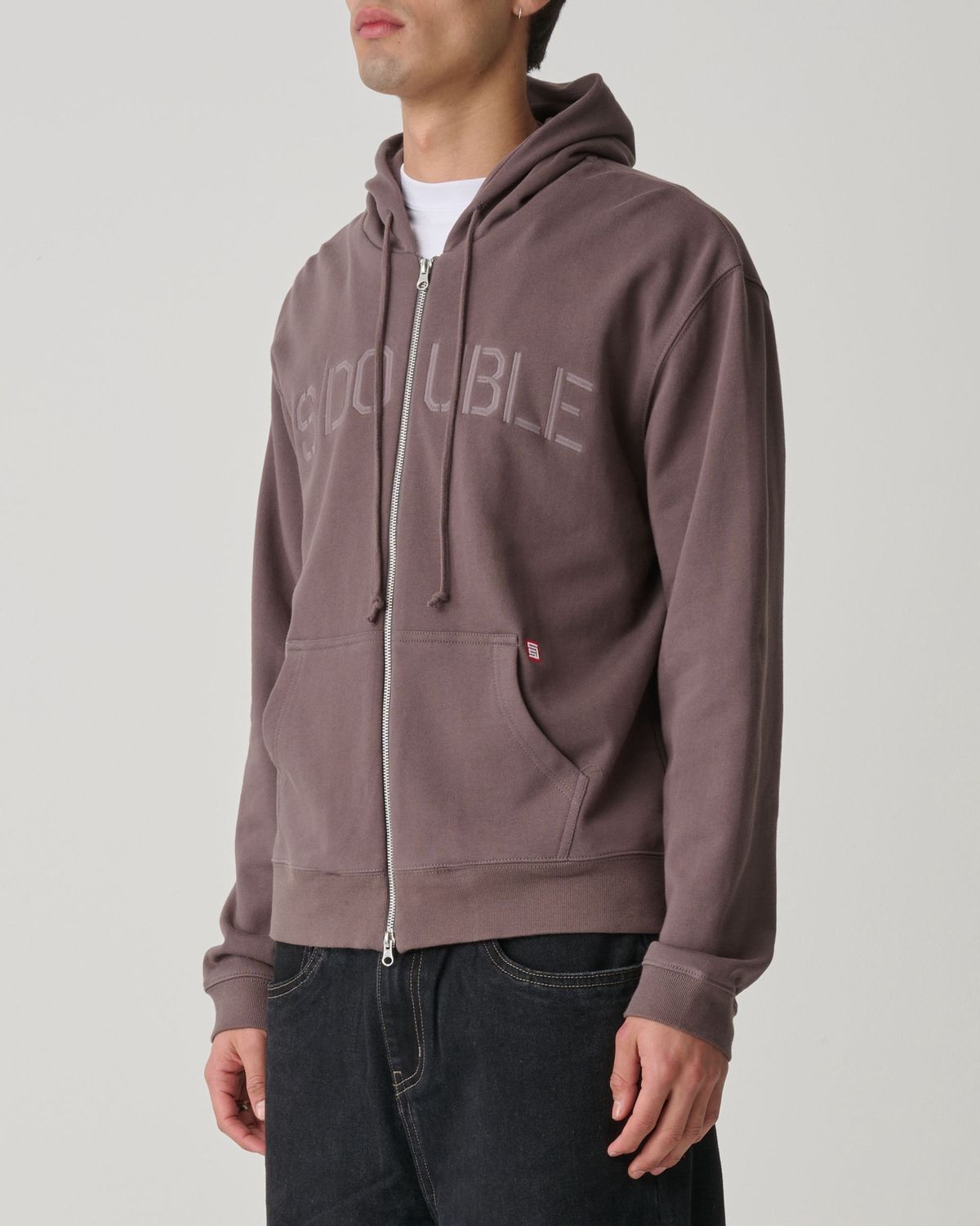S-DOUBLE MENS MARTY TERRY ZIP HOOD - ASH