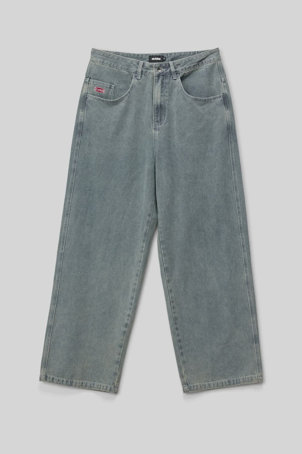 X LARGE MENS BAGGY BULL DENIM 91 PANT - VINTAGE BLUE PINK