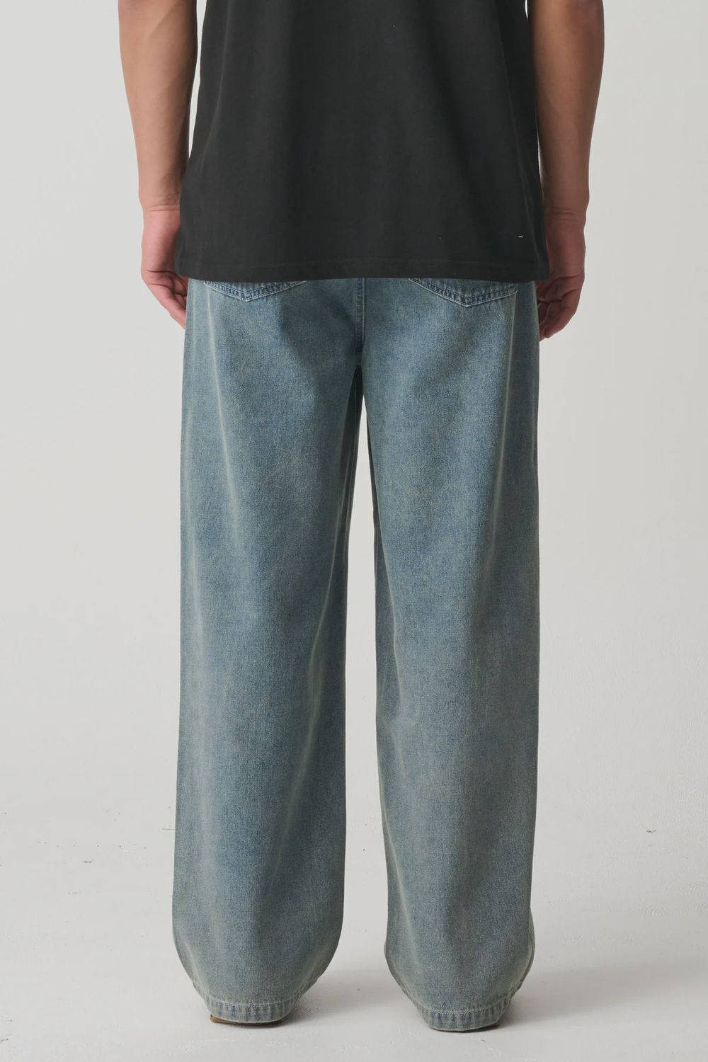 X LARGE MENS BAGGY BULL DENIM 91 PANT - VINTAGE BLUE PINK