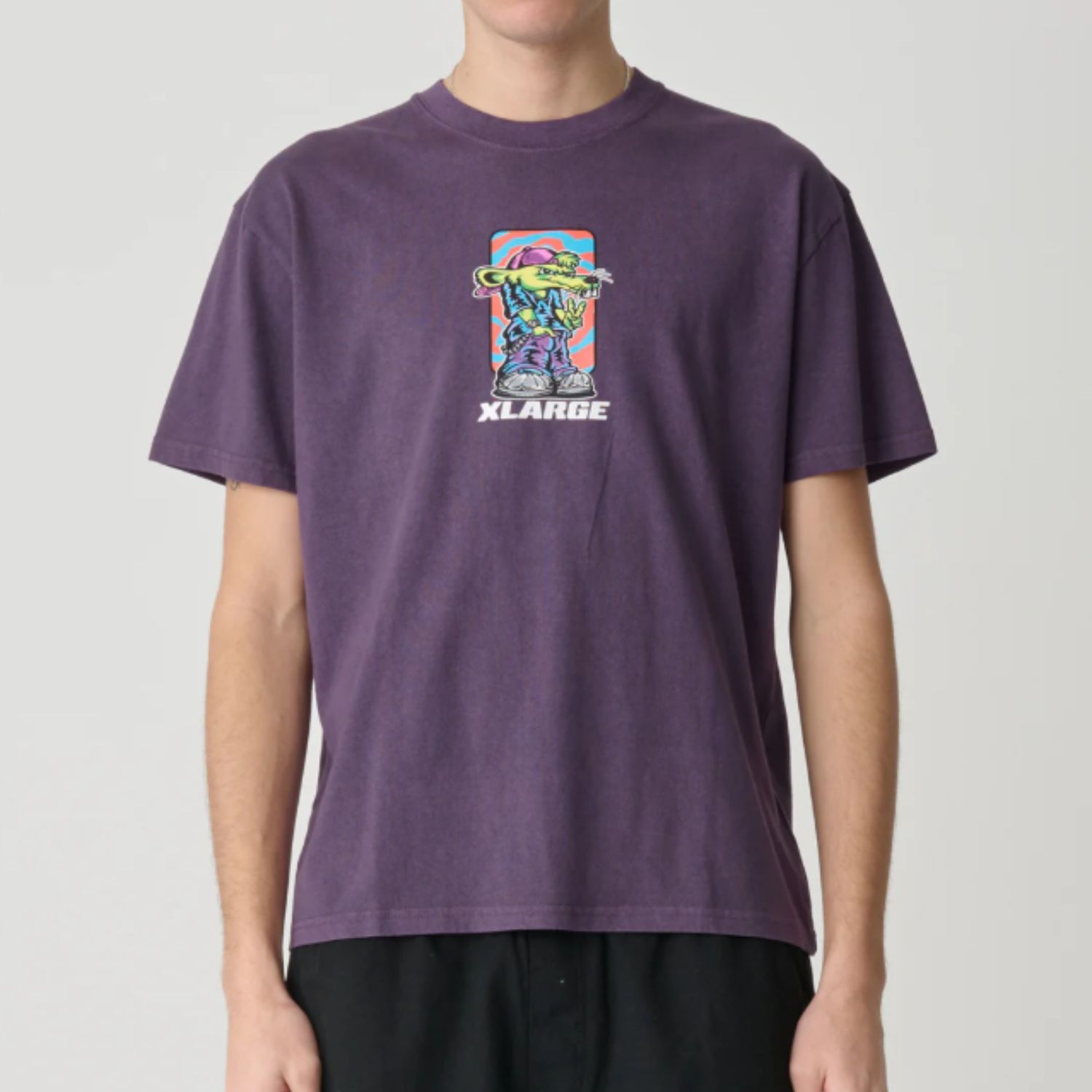 XLARGE MENS RAT SS TEE - PIGMENT BLACKCURRANT