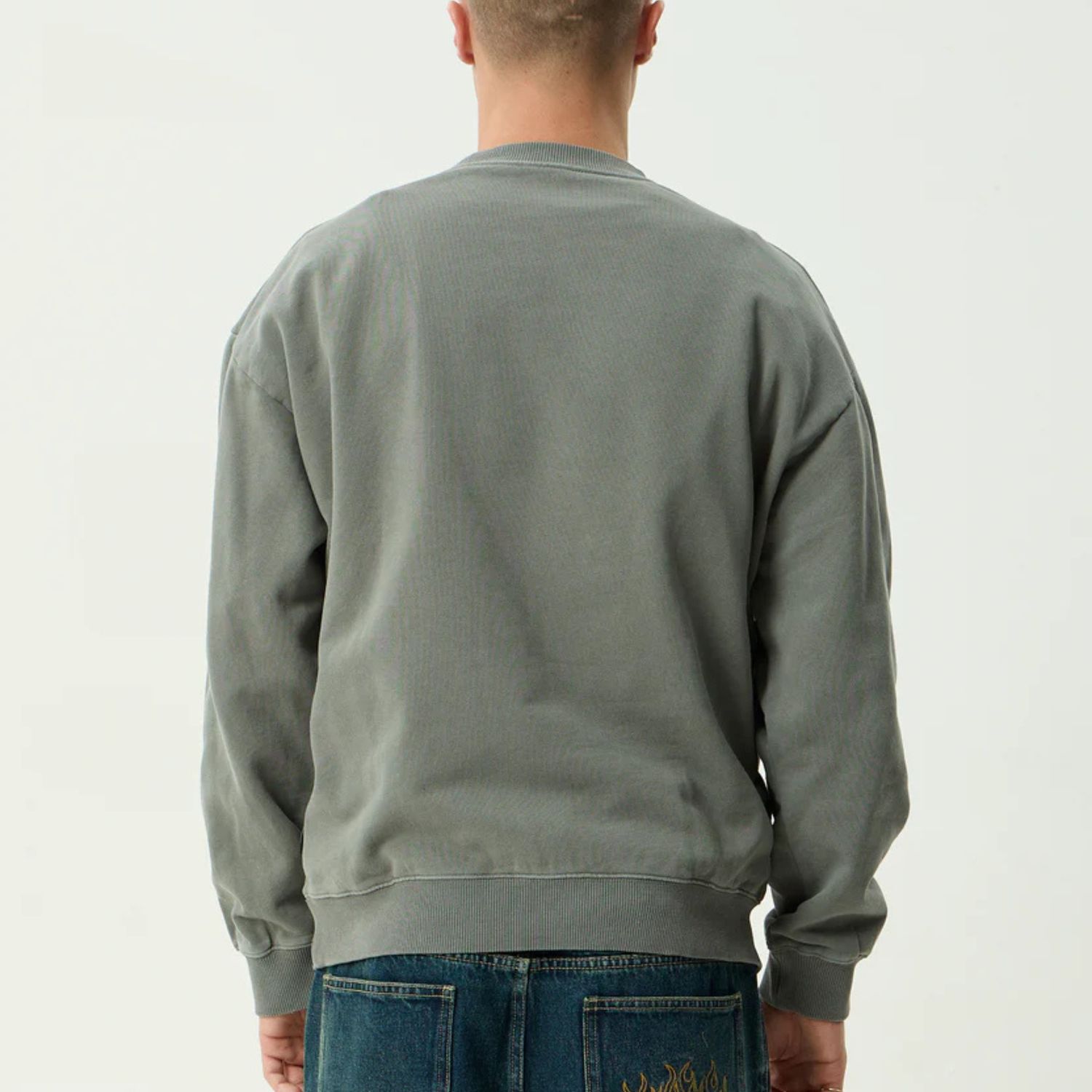 AFENDS MENS HOME - CREW NECK - WASHED SYCAMORE