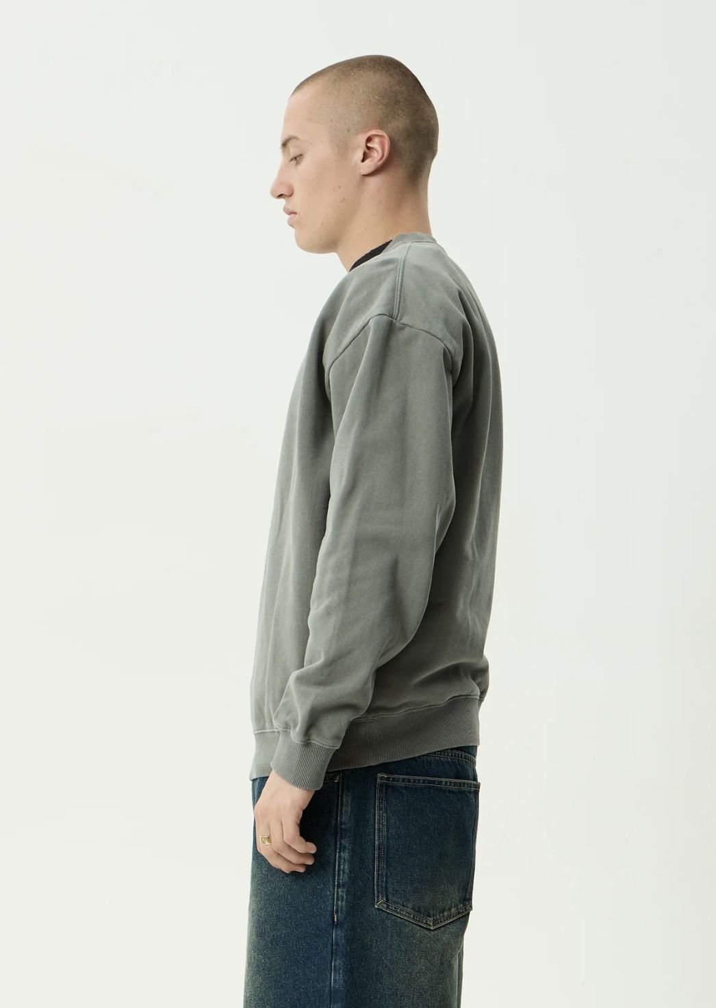 AFENDS MENS HOME - CREW NECK - WASHED SYCAMORE