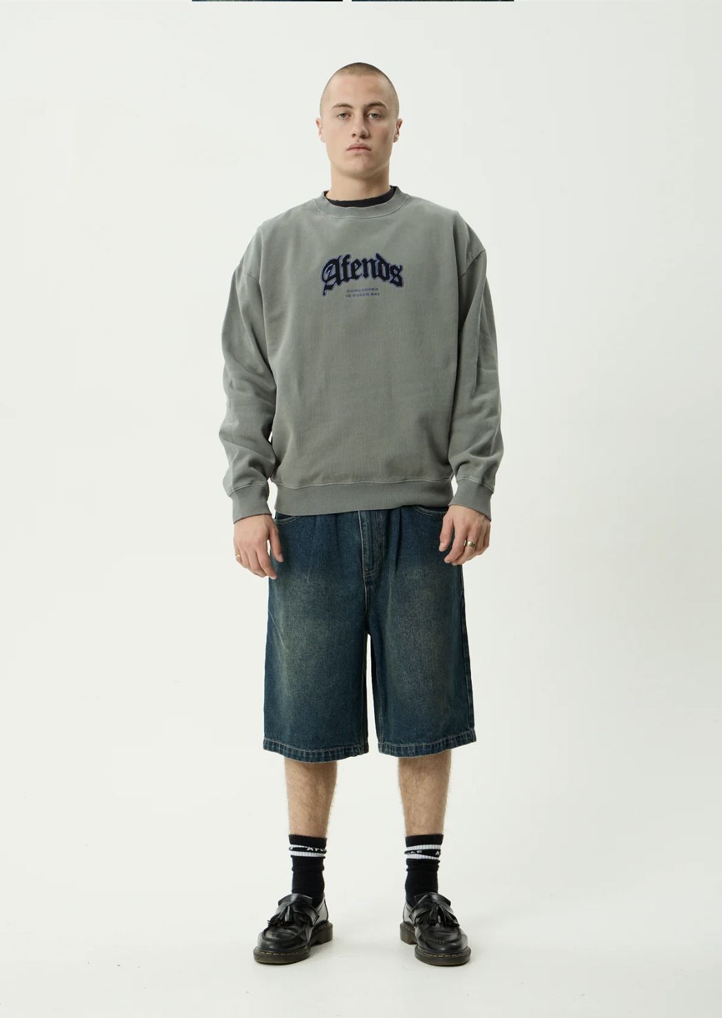 AFENDS MENS HOME - CREW NECK - WASHED SYCAMORE