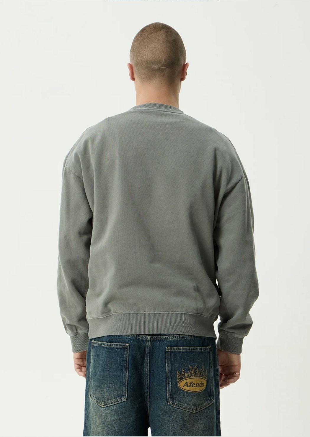 AFENDS MENS HOME - CREW NECK - WASHED SYCAMORE