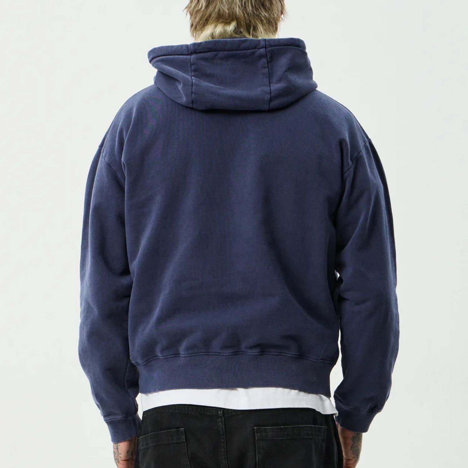 AFENDS MENS HOME - PULL ON HOOD - WASHED DEEP SEA