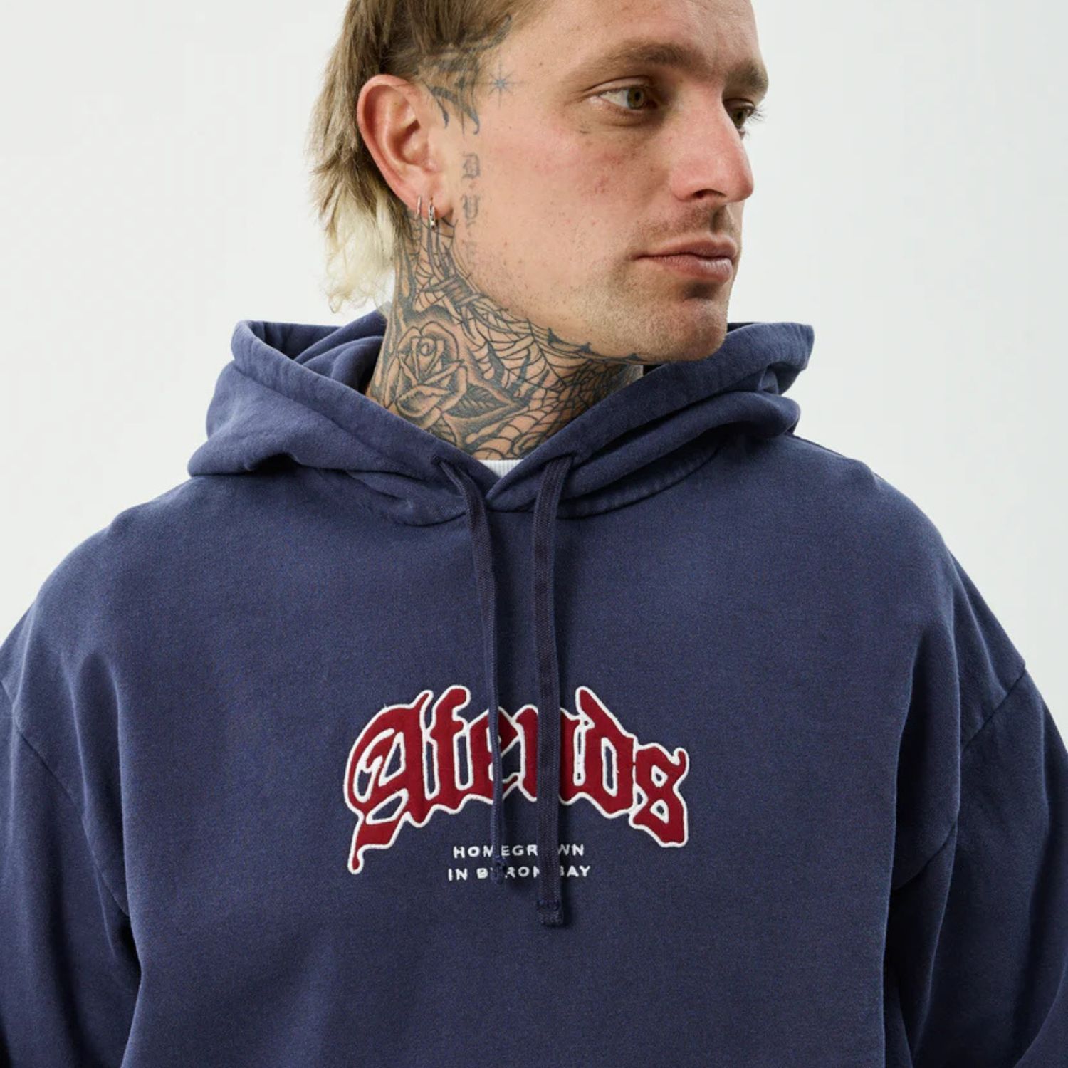 AFENDS MENS HOME - PULL ON HOOD - WASHED DEEP SEA