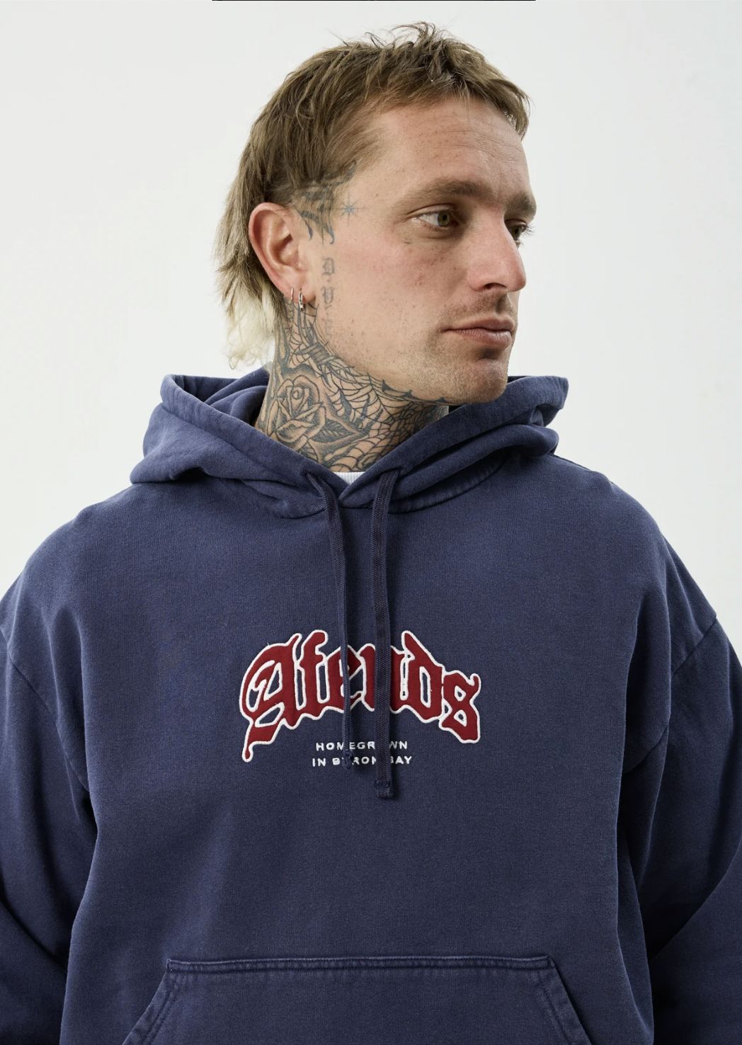 AFENDS MENS HOME - PULL ON HOOD - WASHED DEEP SEA