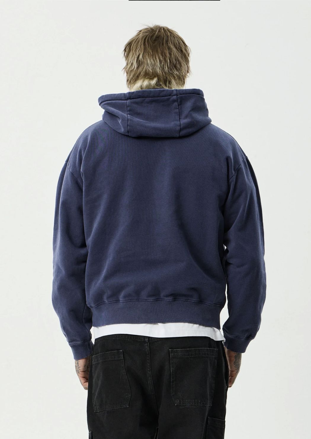 AFENDS MENS HOME - PULL ON HOOD - WASHED DEEP SEA