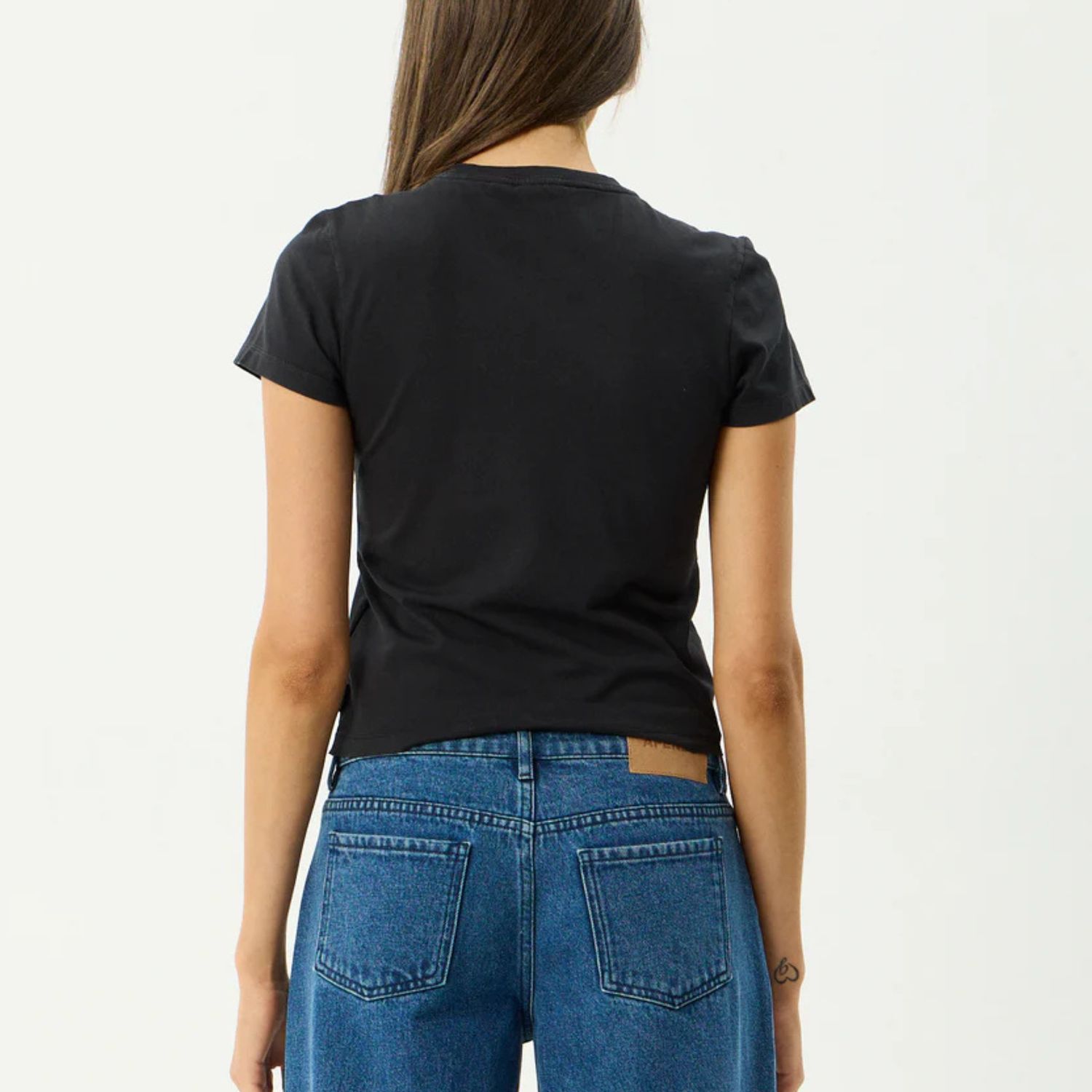 AFENDS WOMENS GOOD NATURE - BABY TEE - STONE BLACK