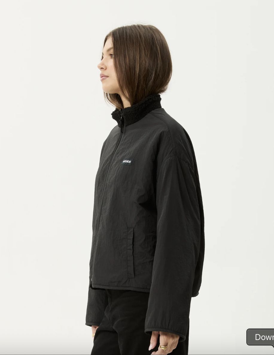 AFENDS WOMENS BERLIN - REVERSIBLE POLAR FLEECE JACKET - BLACK