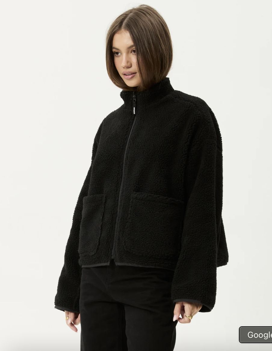 AFENDS WOMENS BERLIN - REVERSIBLE POLAR FLEECE JACKET - BLACK