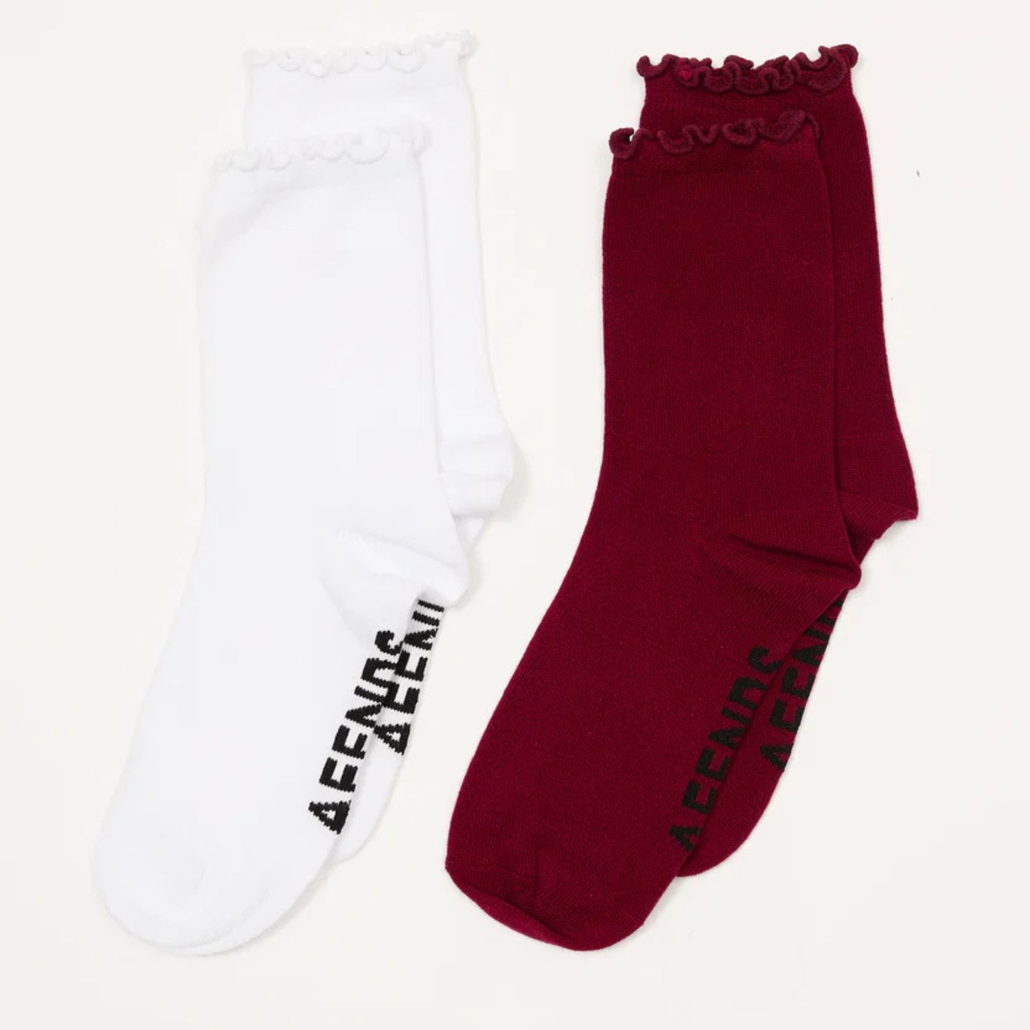 AFENDS WOMENS MARIN - SOCKS TWO PACK - BURGUNDY