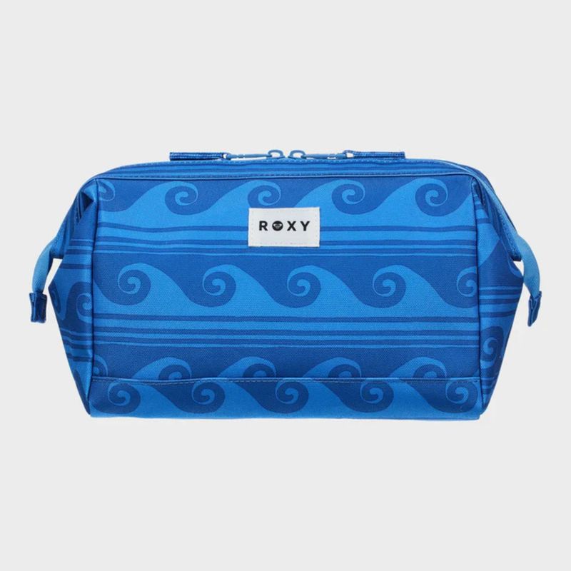 ROXY WOMENS TINY RIP VANITY CASE-SILVER LAKE BLUE MAKE A SPL AX