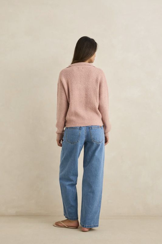 RHYTHM WOMENS QUINN ZIP KNIT- PINK