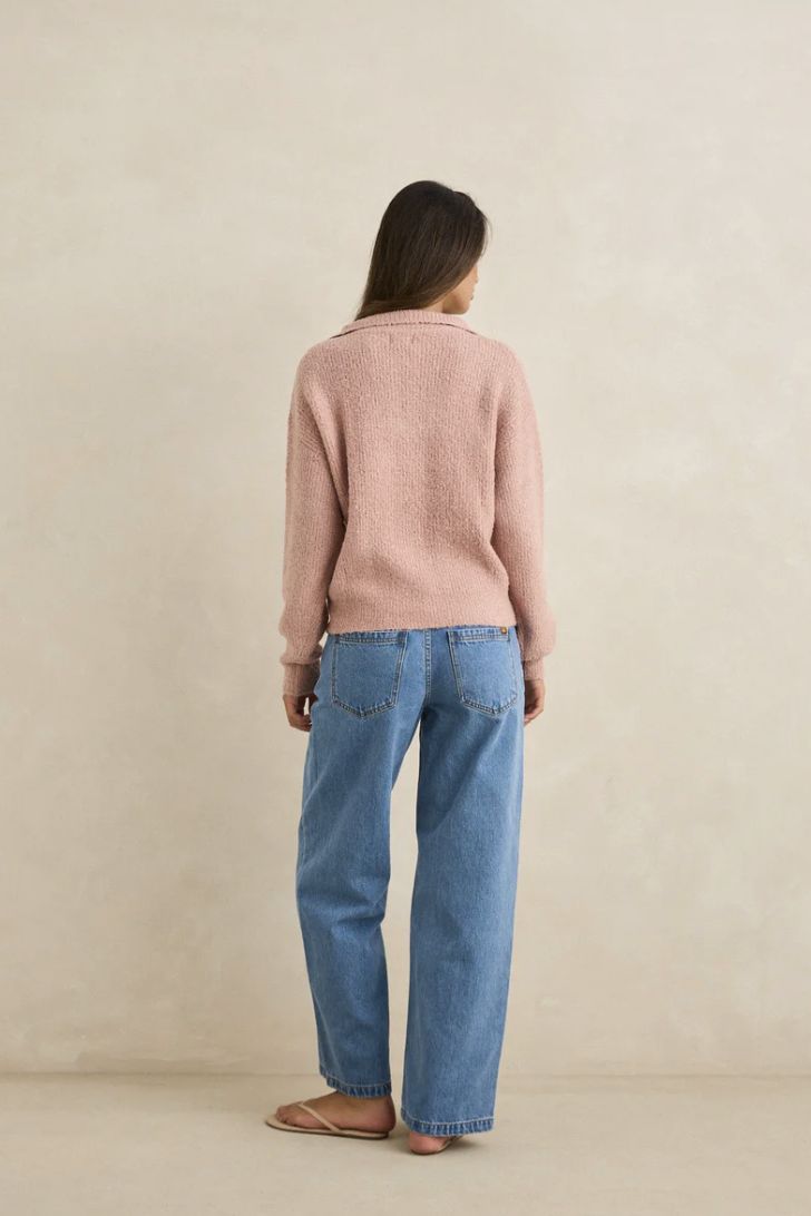 RHYTHM WOMENS QUINN ZIP KNIT- PINK