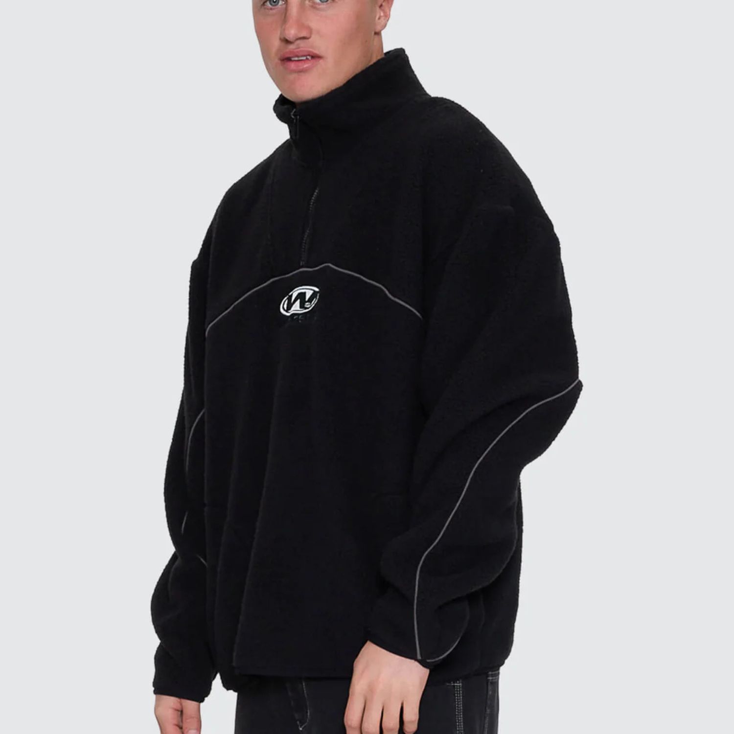 WORSHIP MENS SONIC QUARTER ZIP SHERPA FLEECE - BLACK