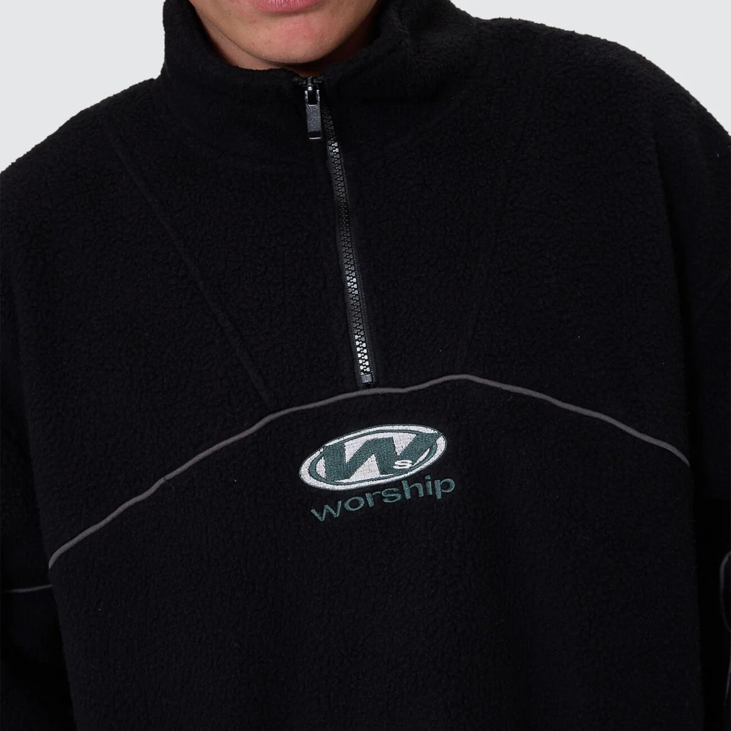 WORSHIP MENS SONIC QUARTER ZIP SHERPA FLEECE - BLACK