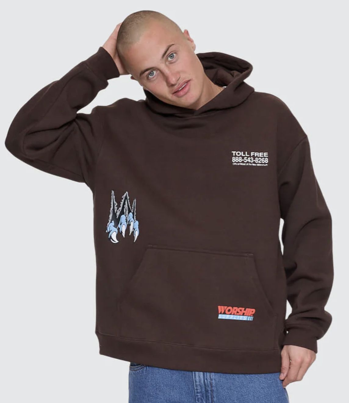 WORSHIP MENS PREPARATION PULLOVER HOOD - GANACHE