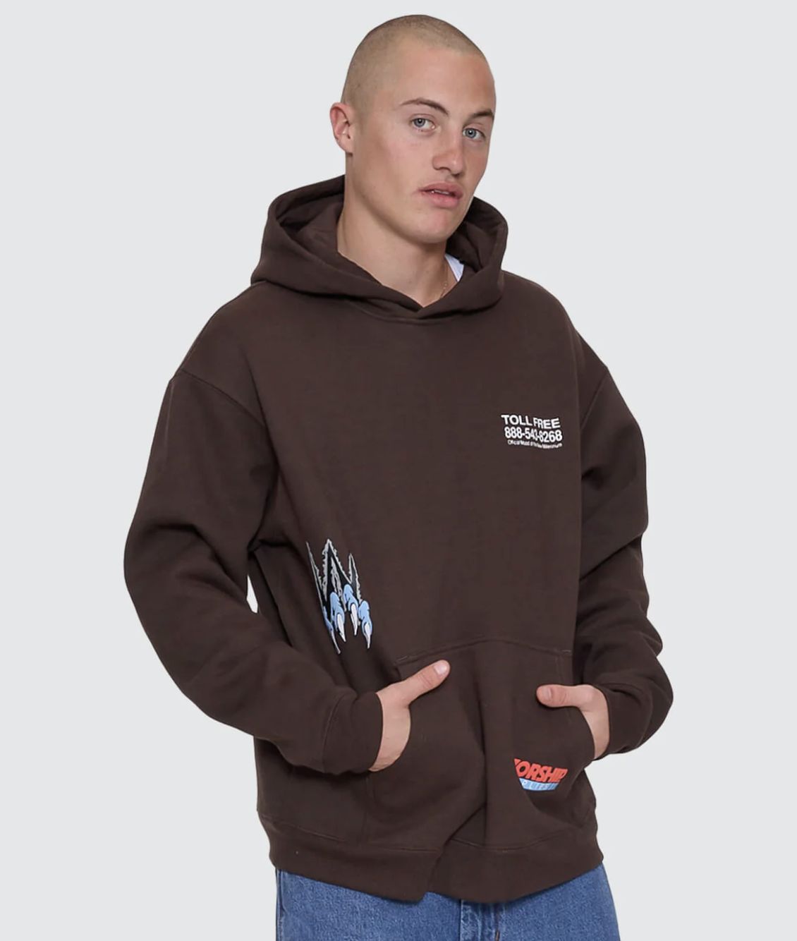 WORSHIP MENS PREPARATION PULLOVER HOOD - GANACHE