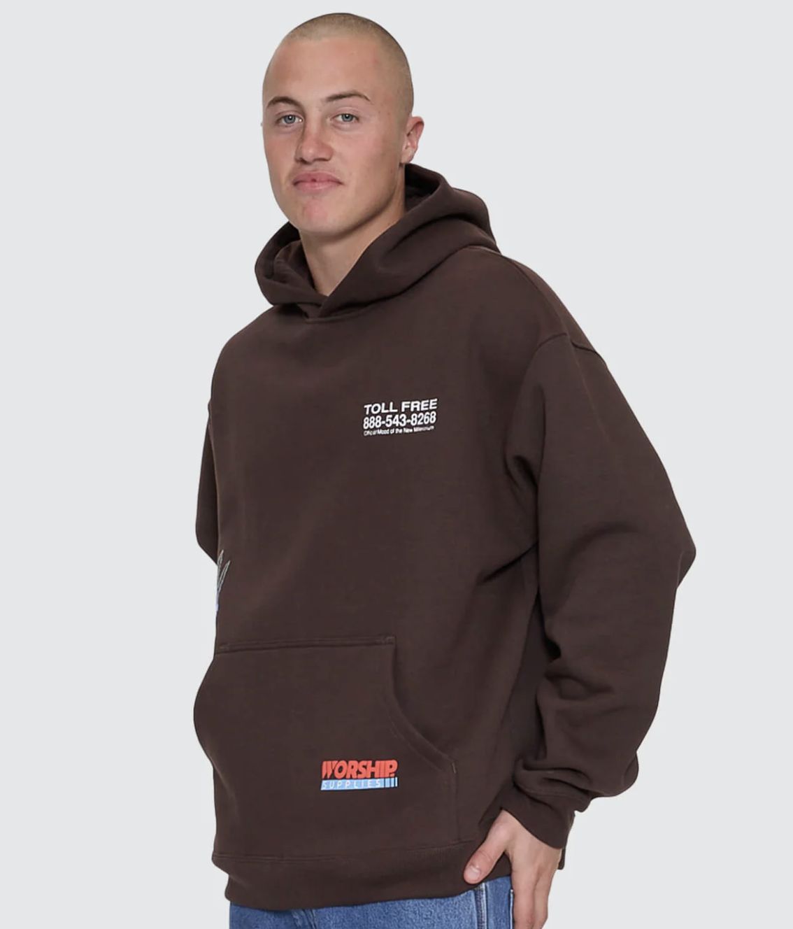 WORSHIP MENS PREPARATION PULLOVER HOOD - GANACHE
