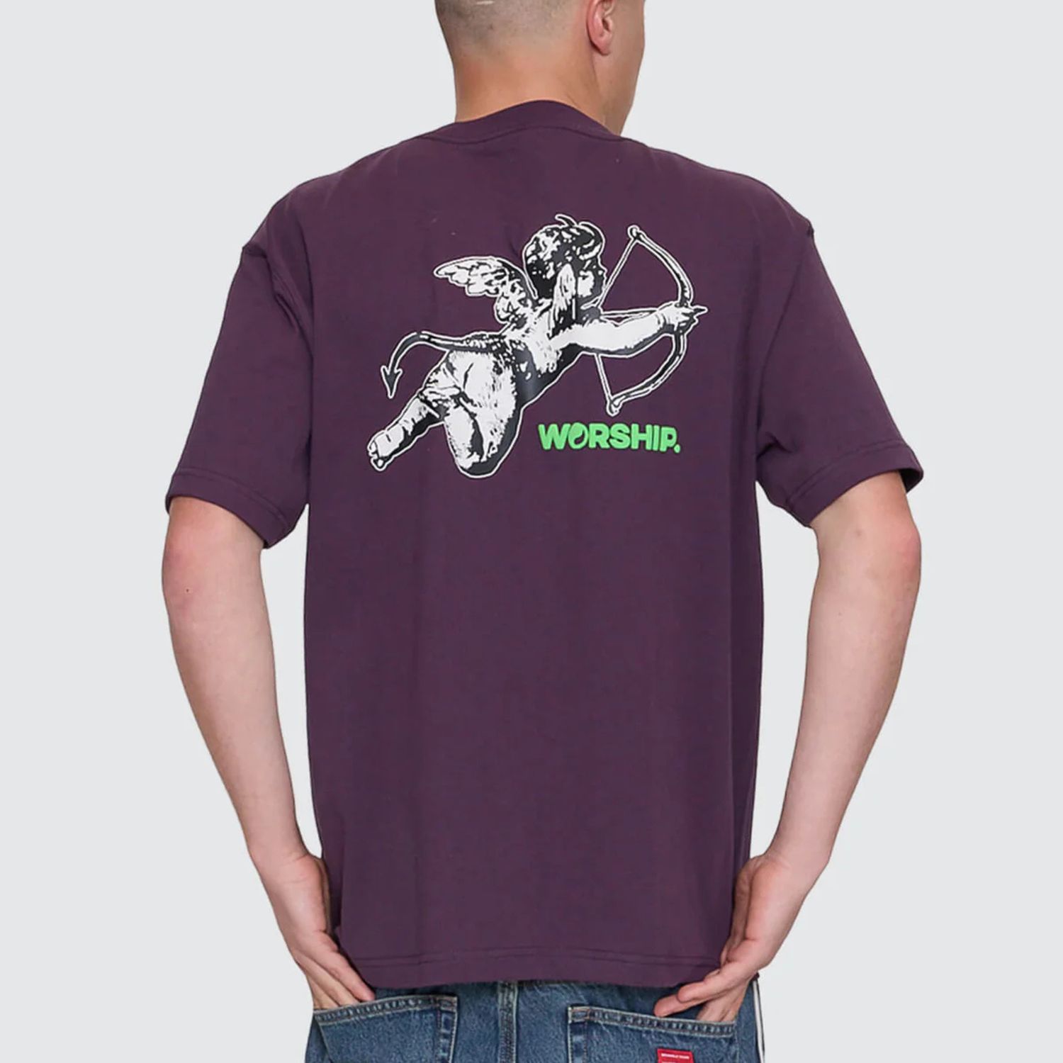 WORSHIP MENS CHERUB SS TEE - BLACKBERRY