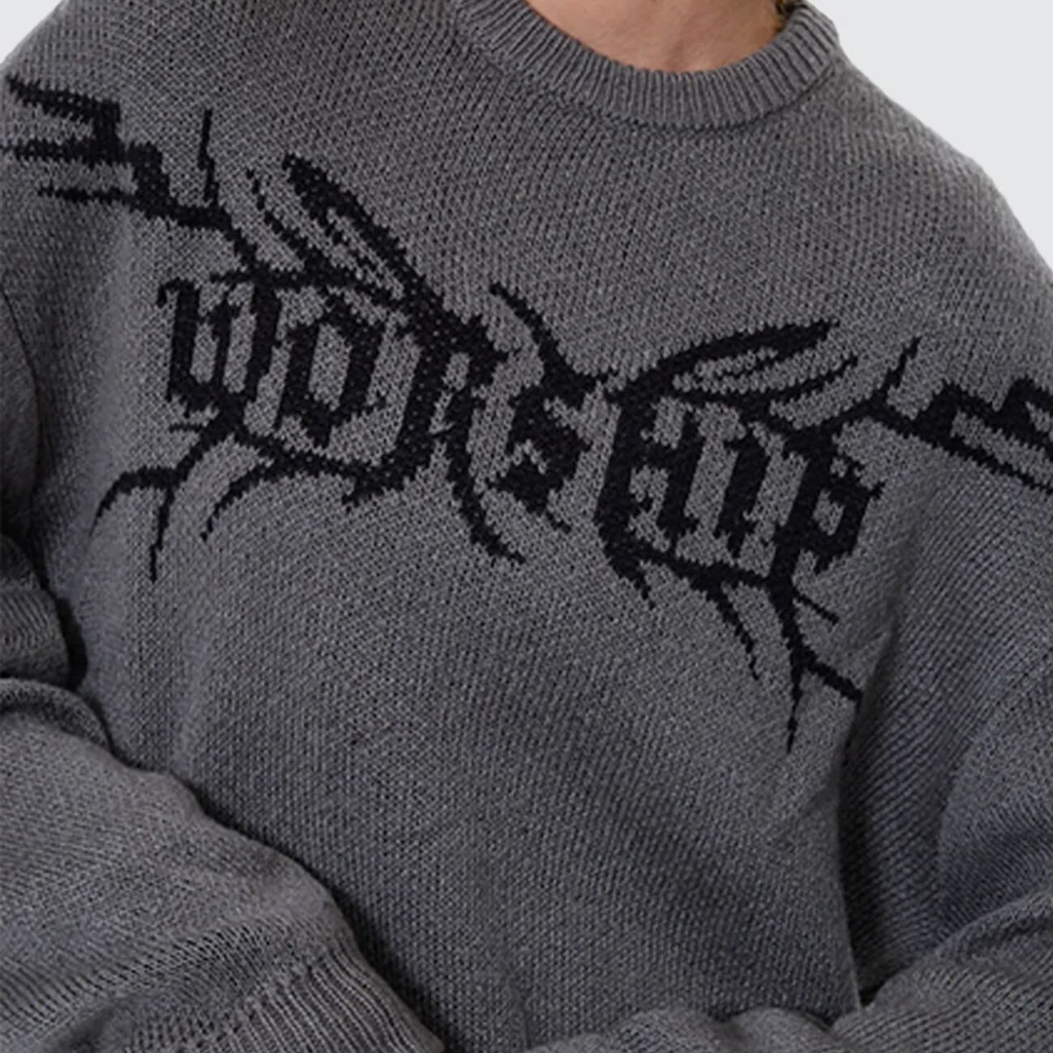 WORSHIP WOMENS TRUDGE BOX FIT CREW KNIT SWEATER - DARK MARLE