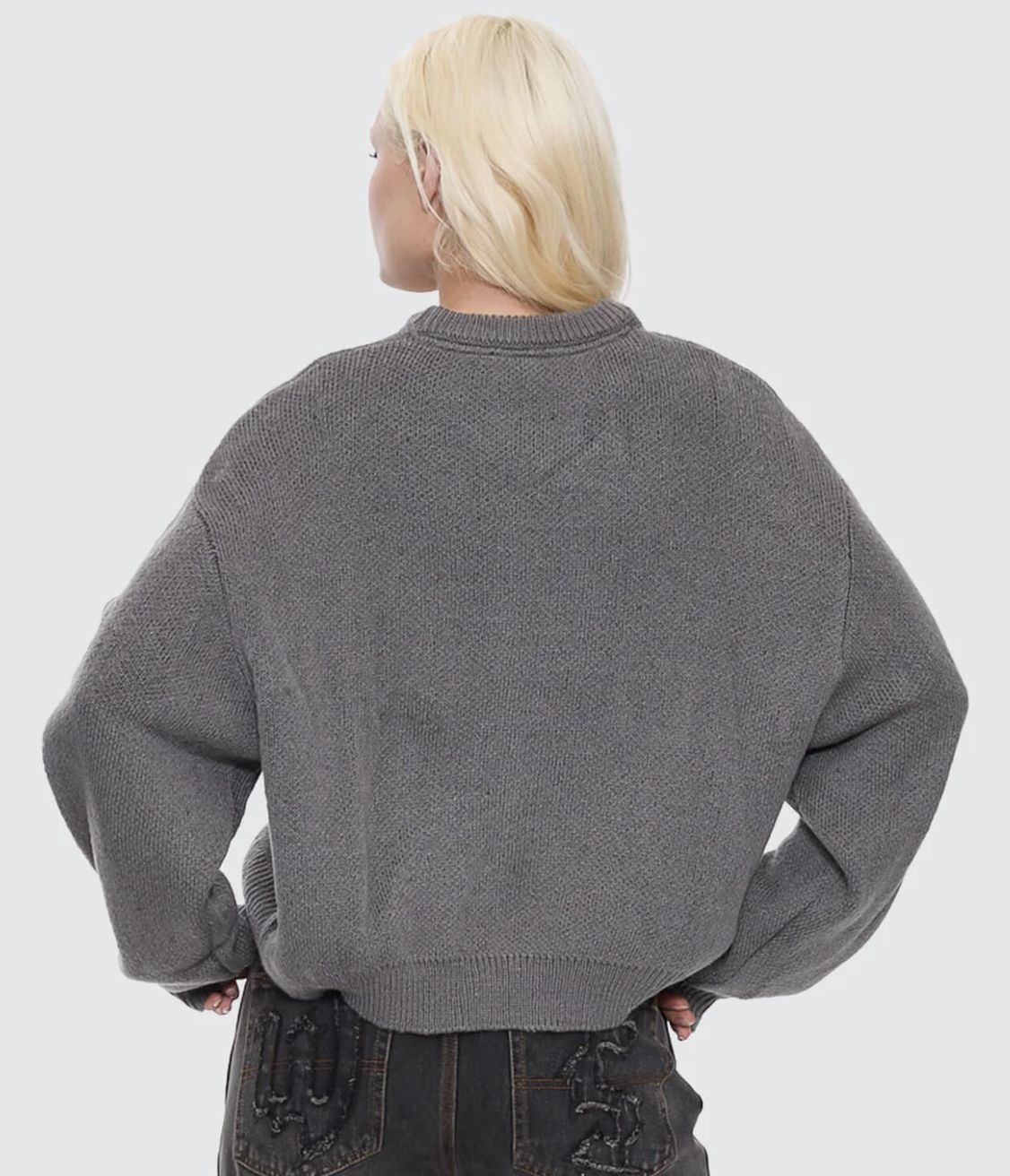 WORSHIP WOMENS TRUDGE BOX FIT CREW KNIT SWEATER - DARK MARLE