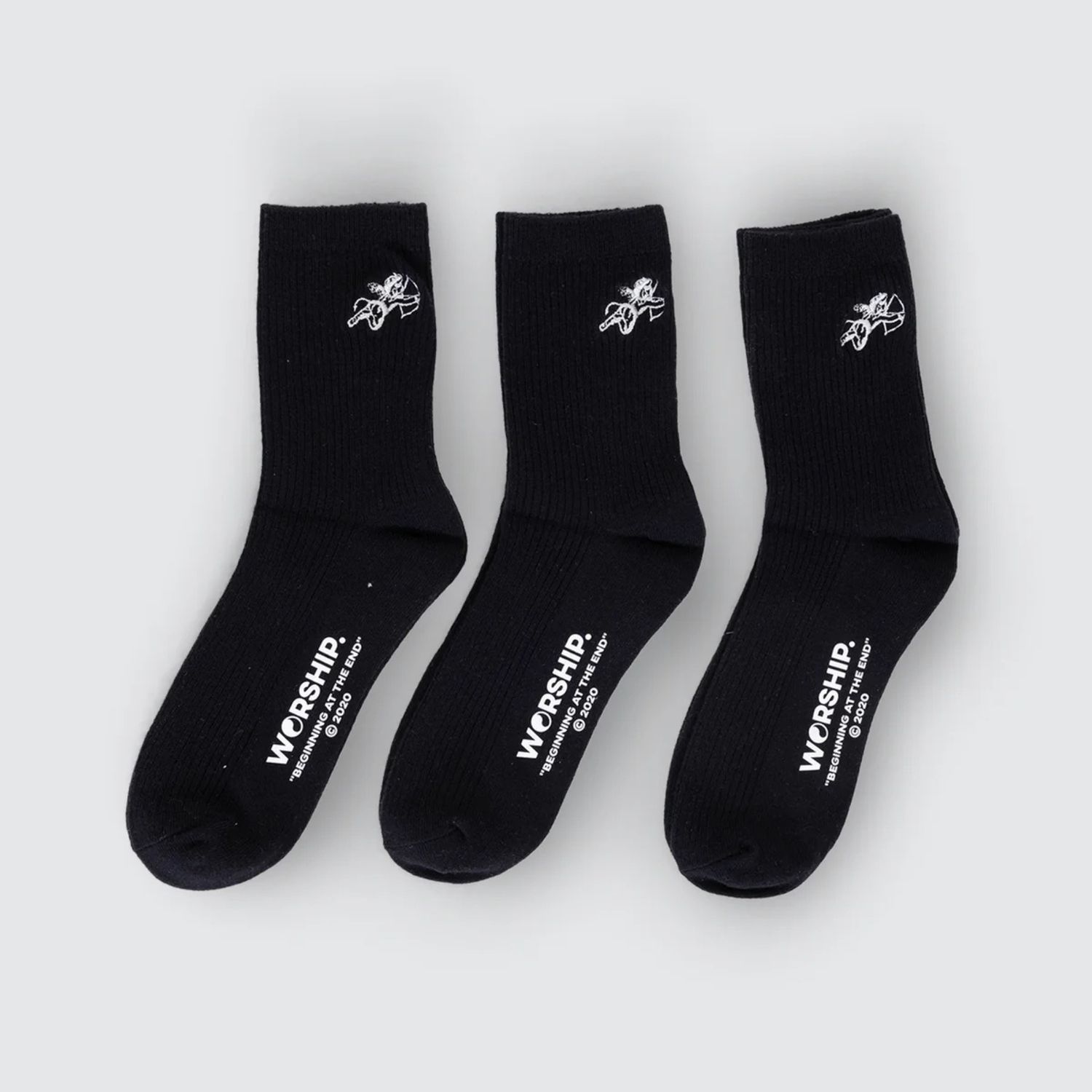 WORSHIP WOMENS CHERUB FINE RIB SOCKS 3 PACK - BLACK