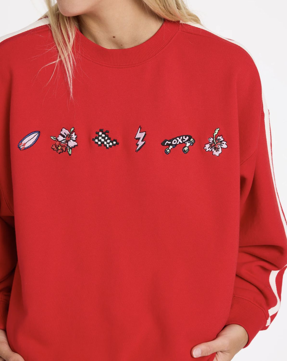 ROXY WOMENS SKETCH CREW - RIO RED