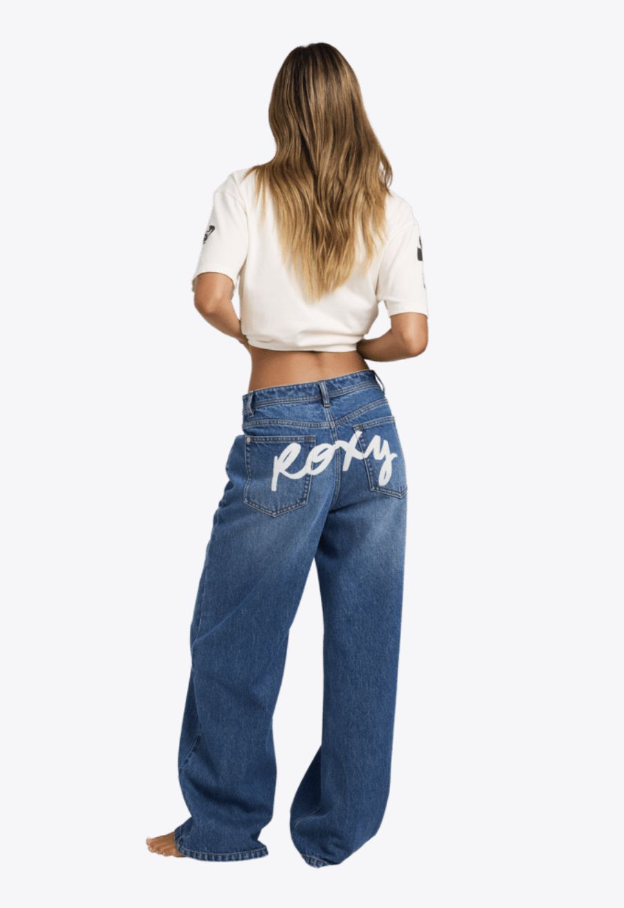 ROXY WOMENS BACKSLIDER DENIM PANT - BLUE