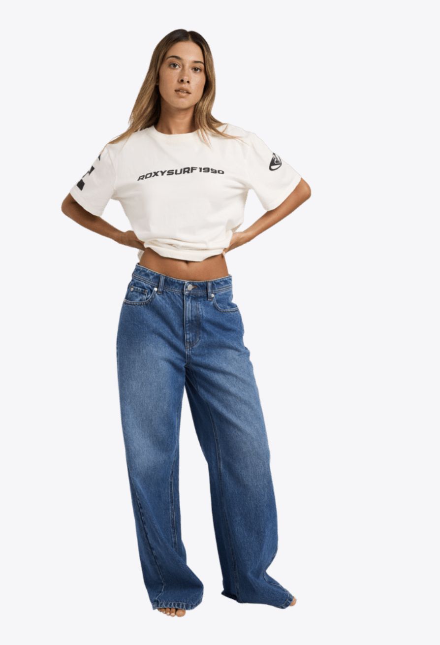 ROXY WOMENS BACKSLIDER DENIM PANT - BLUE