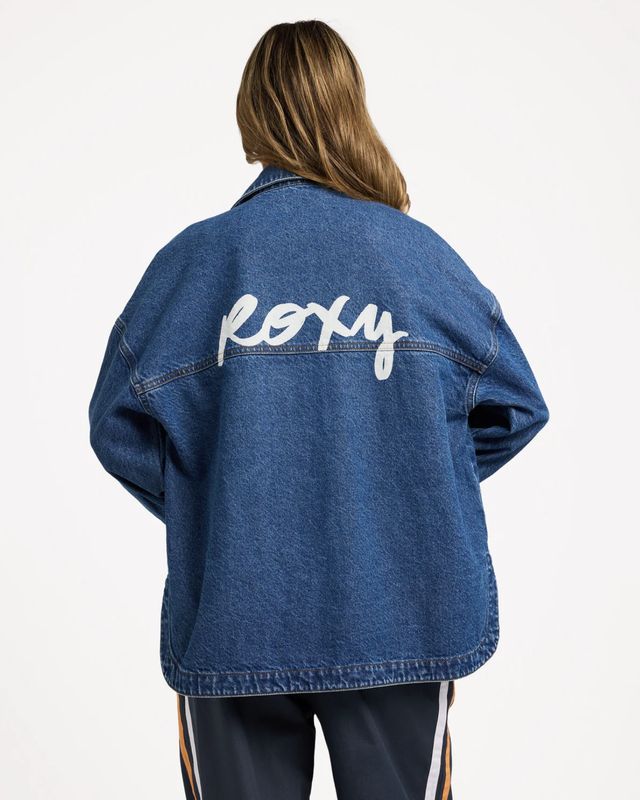 ROXY WOMENS BACKSLIDER DENIM JACKET - BLUE