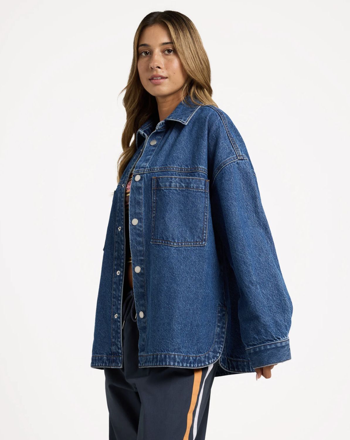 ROXY WOMENS BACKSLIDER DENIM JACKET - BLUE