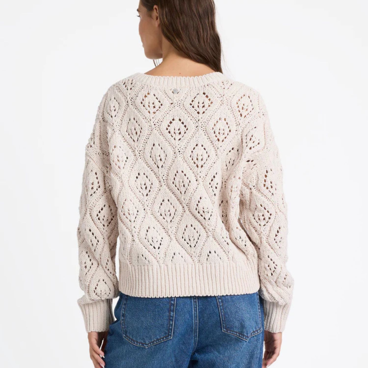 ROXY WOMENS WELCOME BACK CREW KNIT - BONE