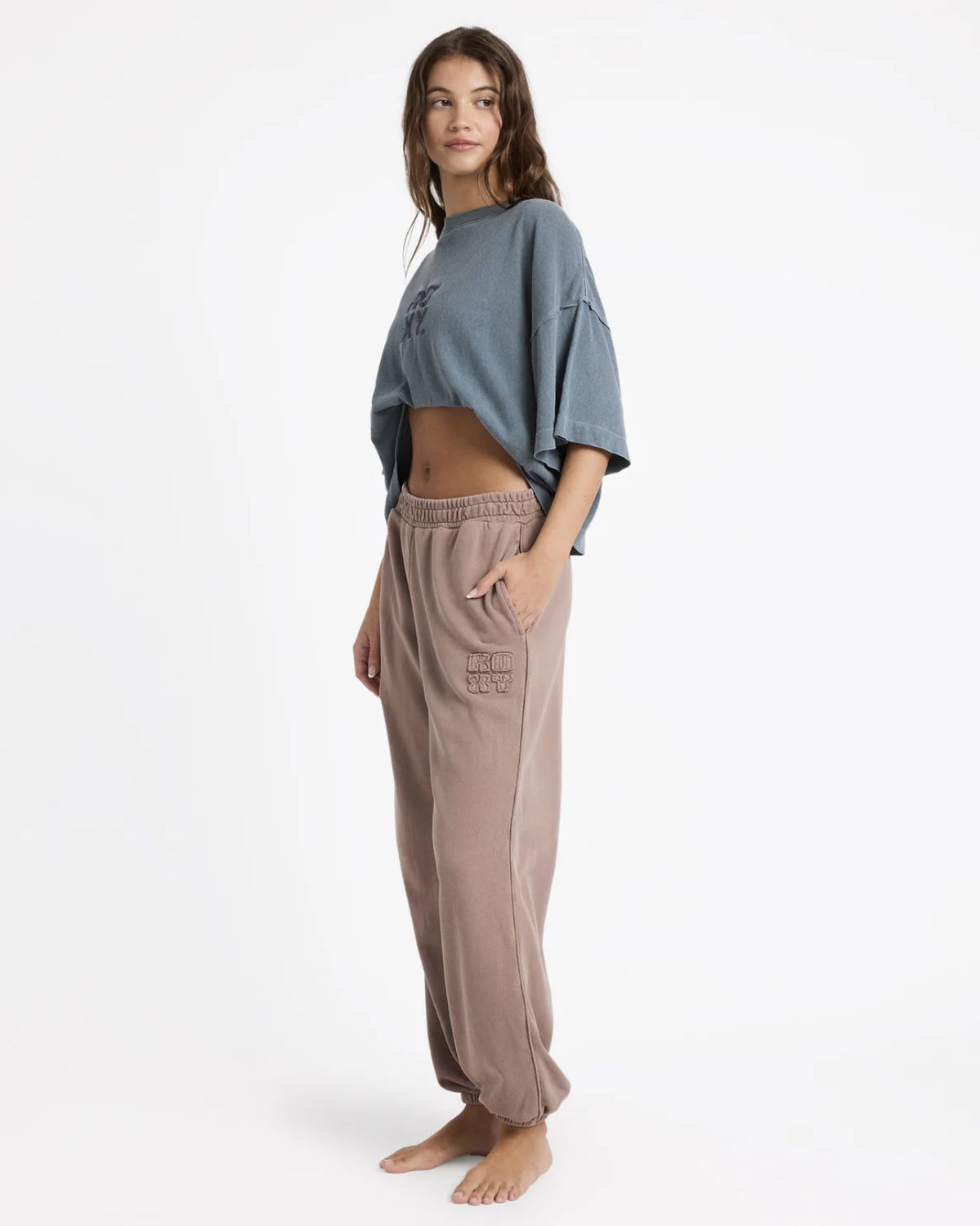 ROXY WOMENS STEPPIN UP TRACKIE PANT - MOCHA