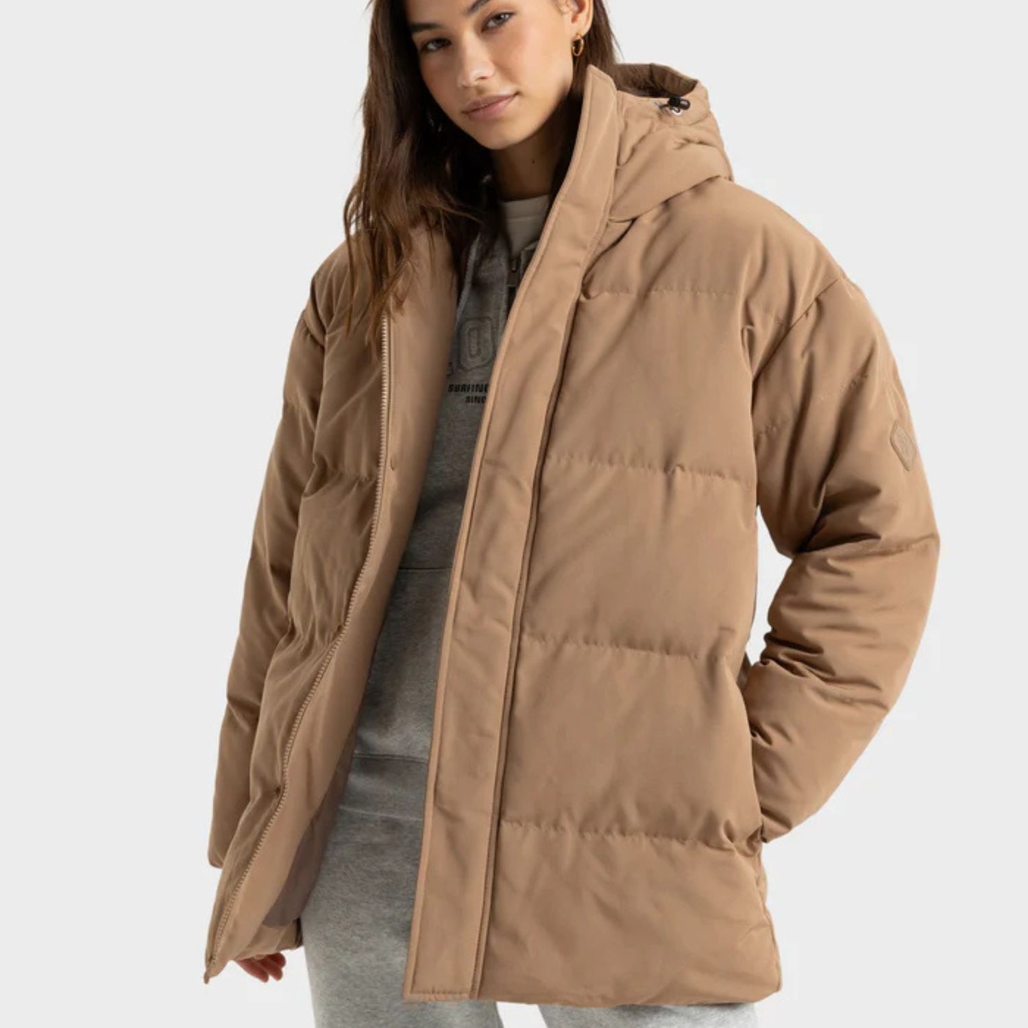 ROXY WOMENS OCEAN WAYS PUFFER JACKET - PORTABELLA