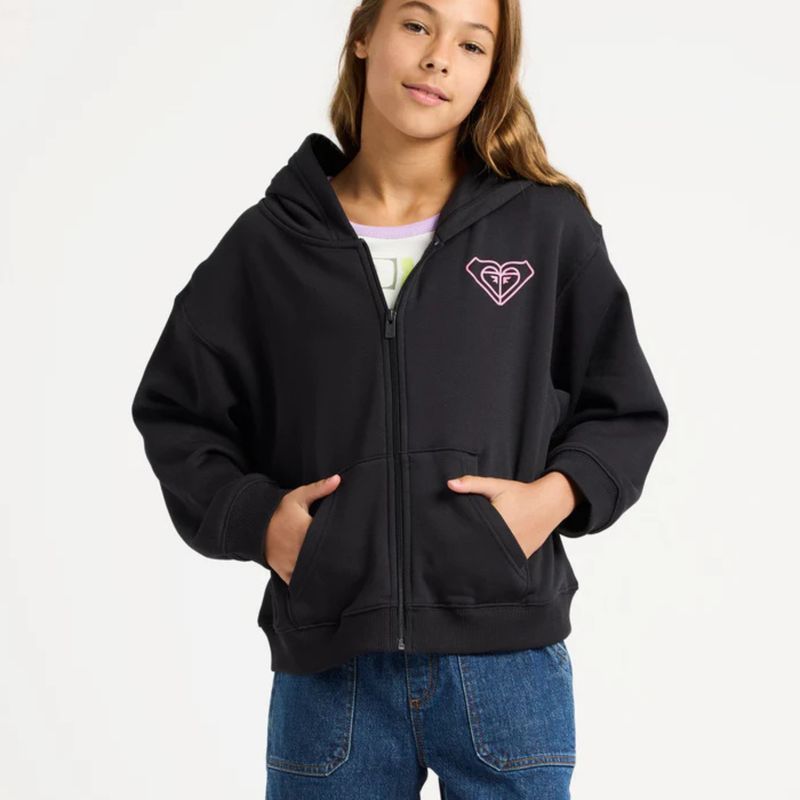 ROXY TEEN GIRLS MIDNIGHT HIKE BRUHSED RG ZIP FLEECE - ANTHRACITE