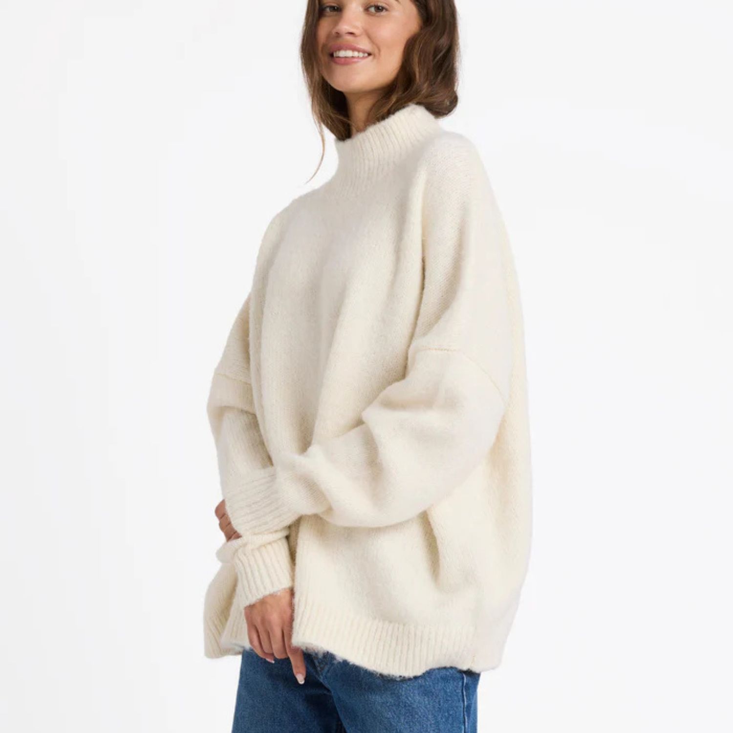 ROXY WOMENS IN THE CLOUDS SWEATER KNIT - BONE