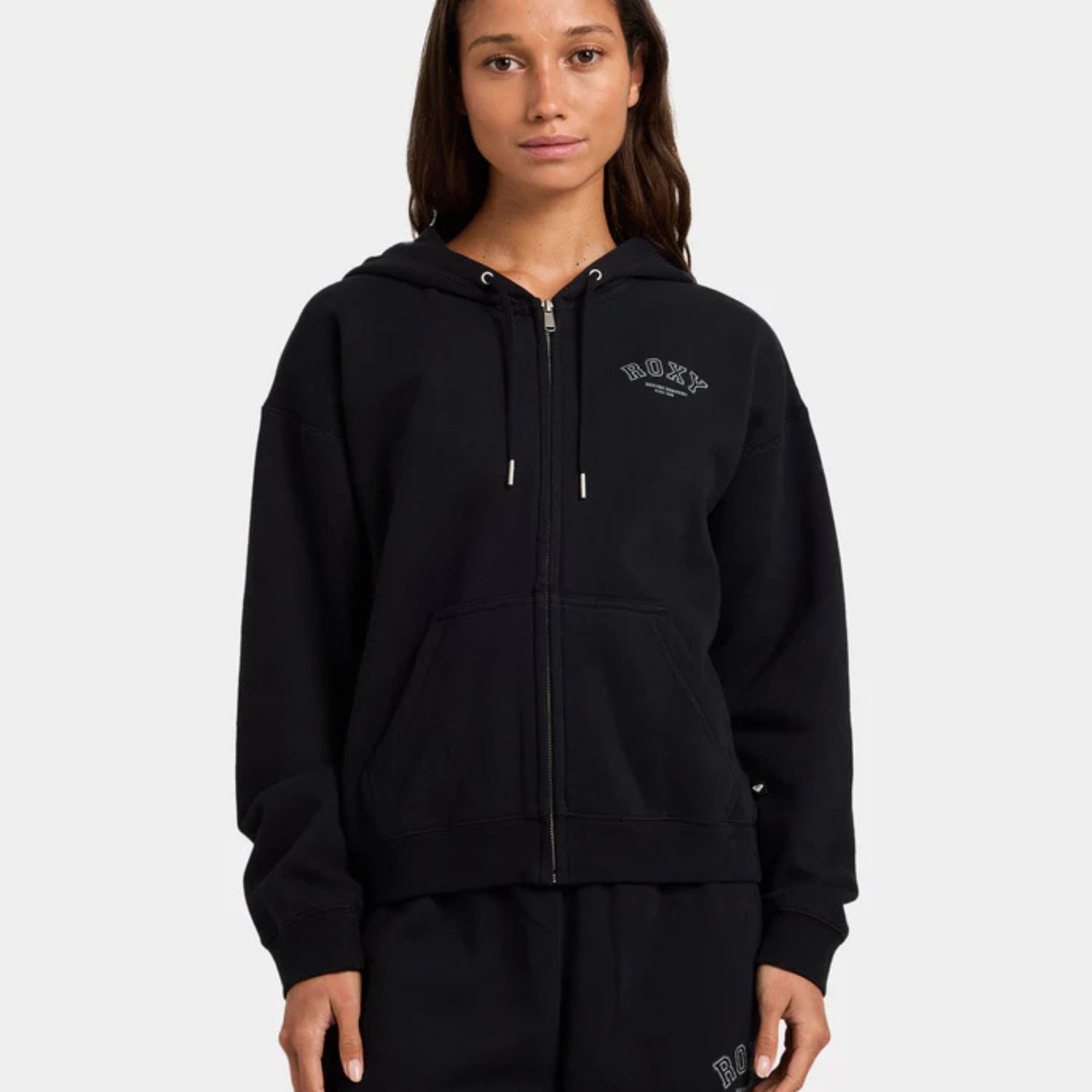 ROXY WOMENS DREAMY DAYS ZIP HOOD FLEECE - BLACK