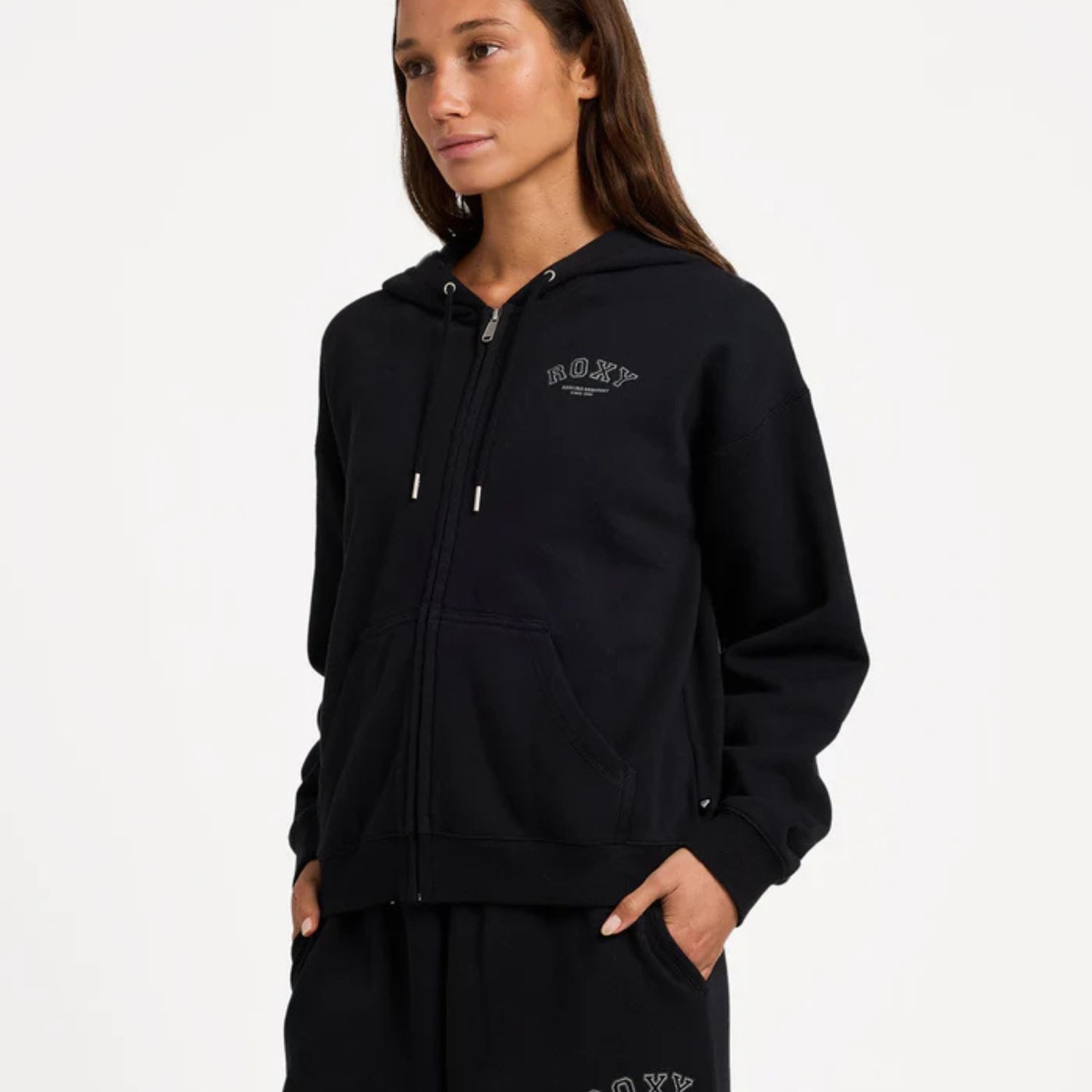 ROXY WOMENS DREAMY DAYS ZIP HOOD FLEECE - BLACK