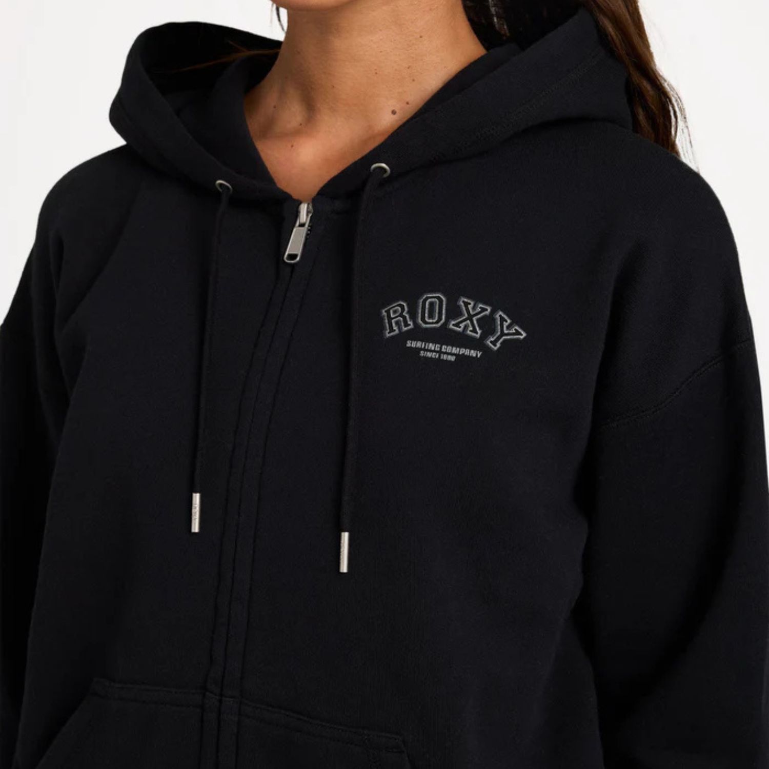 ROXY WOMENS DREAMY DAYS ZIP HOOD FLEECE - BLACK