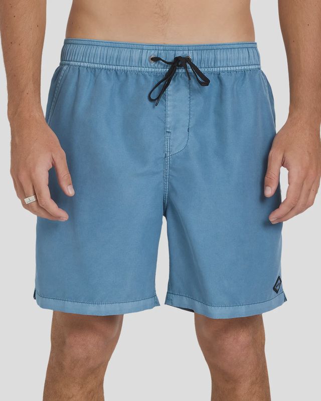 BILLABONG MENS ALL DAY OVERDYED LAYBACK SHORTS - STEEL BLUE