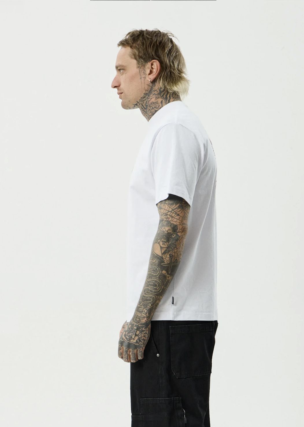 AFENDS MENS TEMPORAL - HEAVYWEIGHT RETRO SS TEE - WHITE