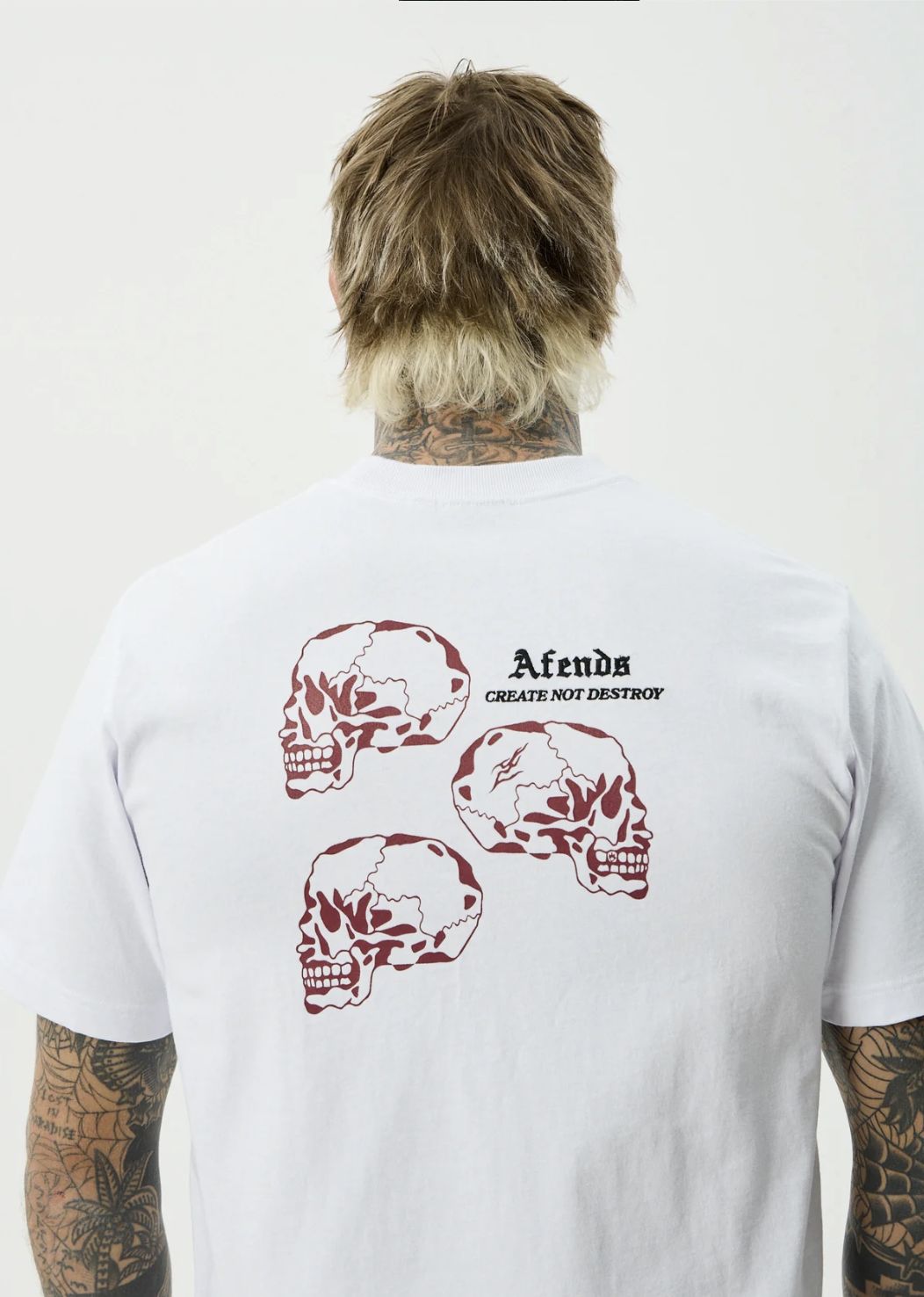 AFENDS MENS TEMPORAL - HEAVYWEIGHT RETRO SS TEE - WHITE