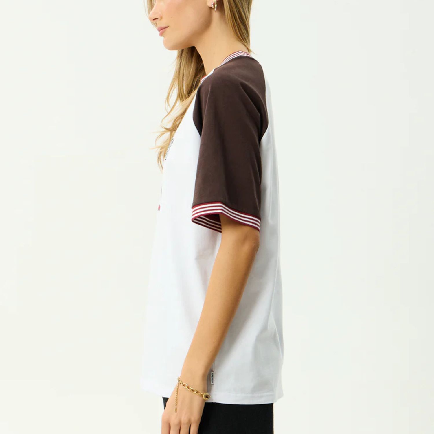 AFENDS WOMENS DEXTER - OVERSIZED TEE - COFFEE / WHITE