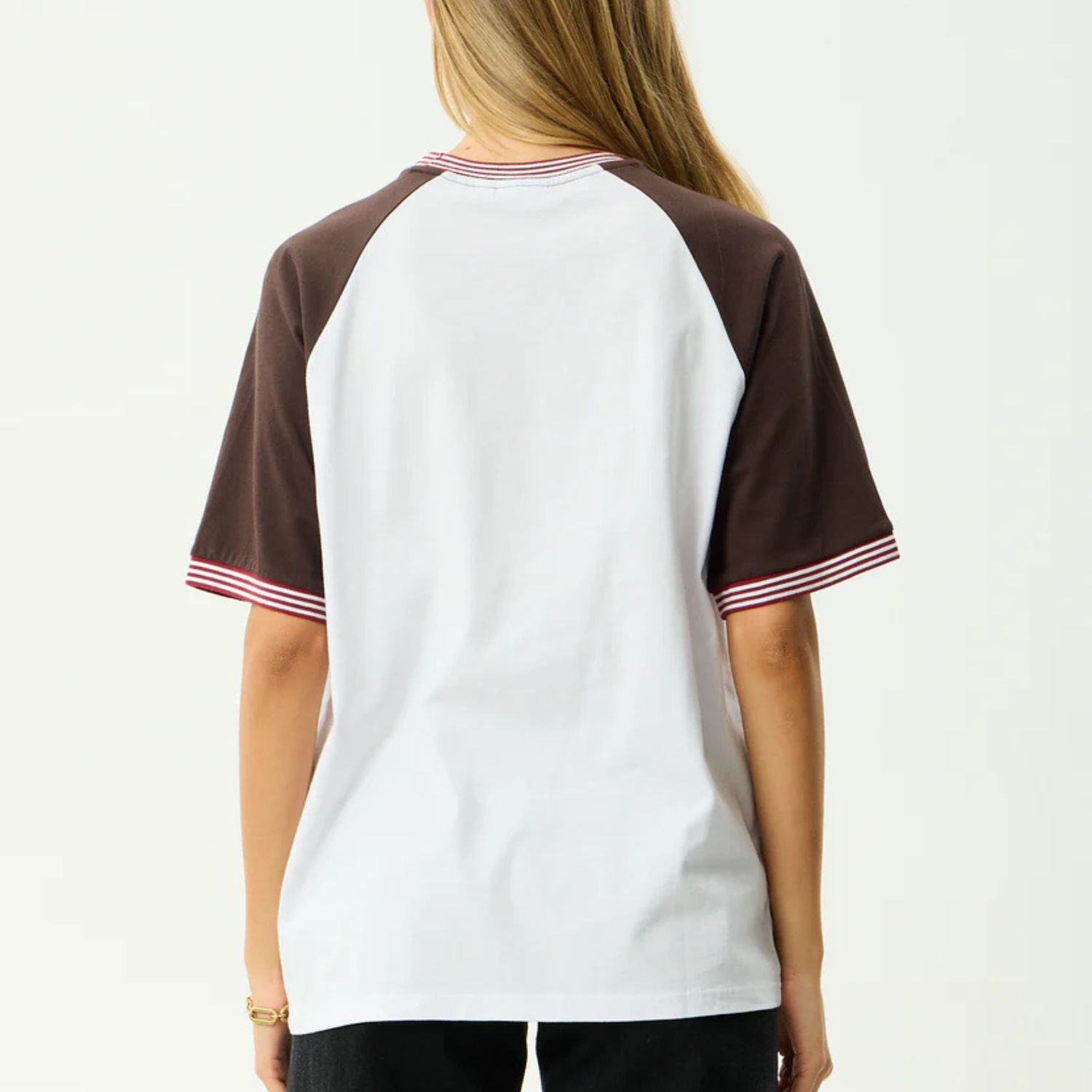 AFENDS WOMENS DEXTER - OVERSIZED TEE - COFFEE / WHITE