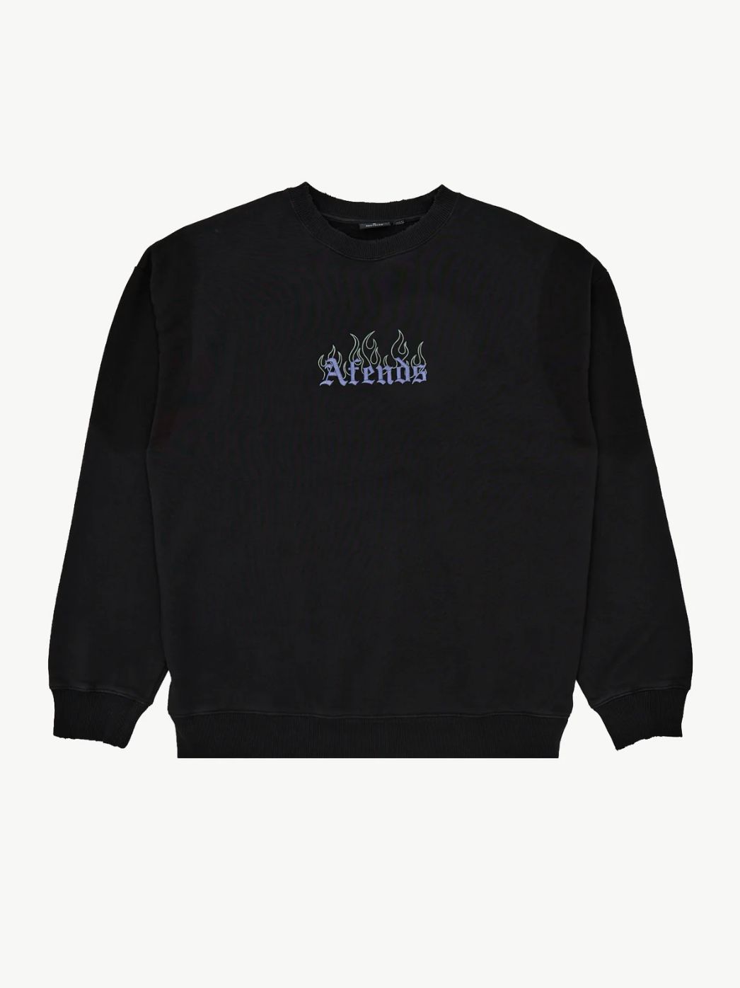 AFENDS MENS TEMPORAL - HEAVYWEIGHT CREW NECK - STONE BLACK