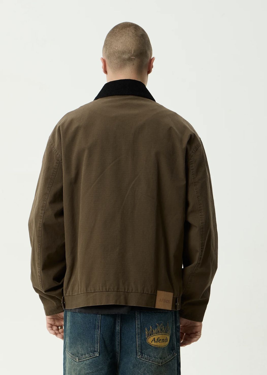 AFENDS MENS CASINO ORACLE V.2 - WORKWEAR JACKET - WASHED COFFEE