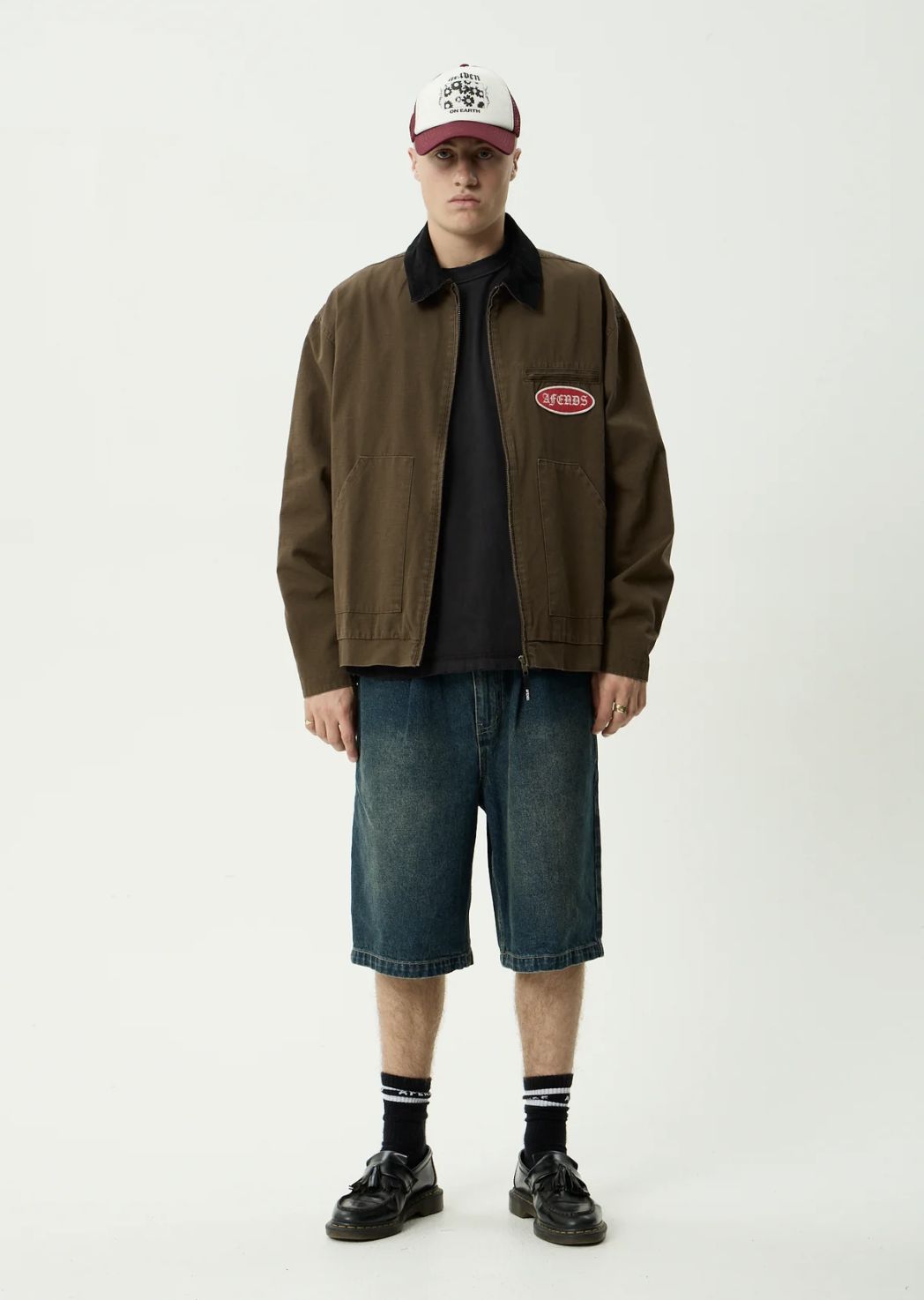 AFENDS MENS CASINO ORACLE V.2 - WORKWEAR JACKET - WASHED COFFEE