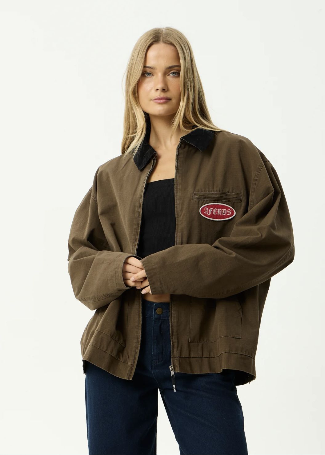 AFENDS MENS CASINO ORACLE V.2 - WORKWEAR JACKET - WASHED COFFEE